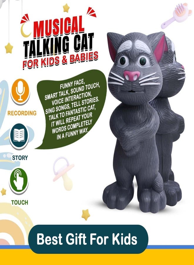 GLAN Talking Tom Cat Toy for Kids Story Telling and Singing Voice Recording Toy for Gifting Multicolour Pack of 1 - Image 4